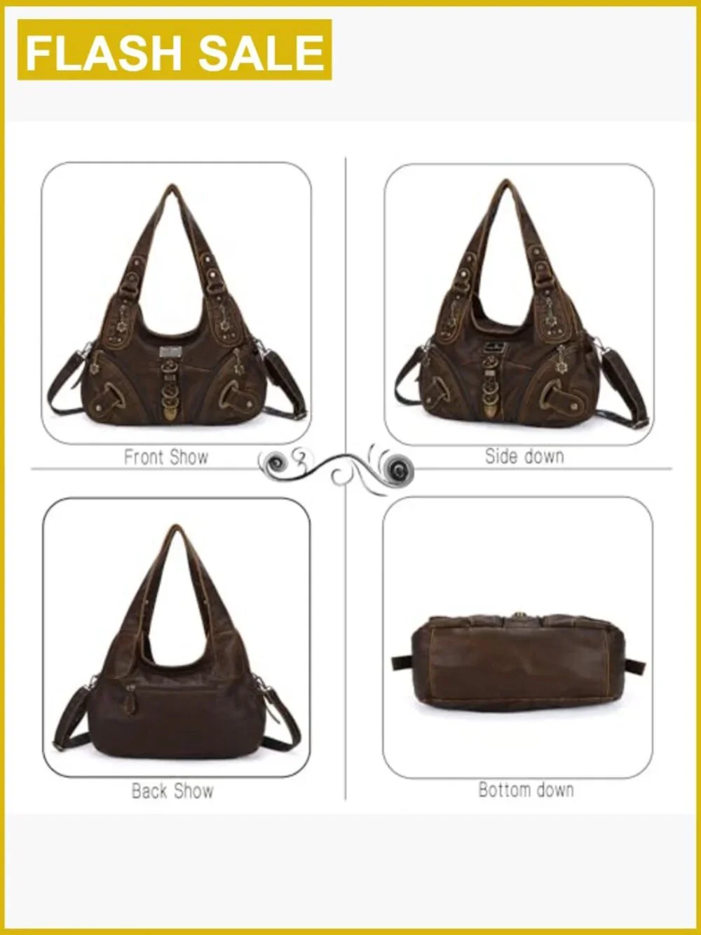 Large Hobo Satchel Purse for Women Faux Leather Shoulder Bag